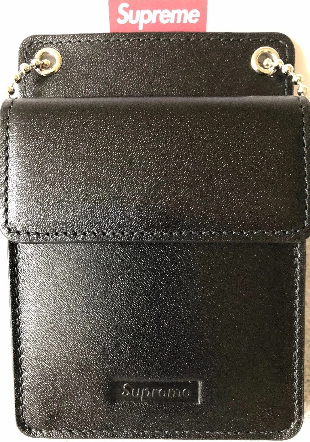 Support d'identification en cuir noir Supreme + portefeuille FW18 !!!!!!NEUF DANS SA BOÎTE !!!!Stock totalement mort !!!