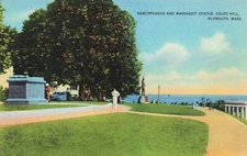 Sarcophagus & Massasoit Statue, Plymouth Mass Vintage Chrome PC