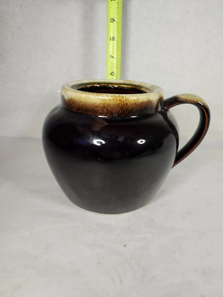 Vintage Pfaltzgraff Pottery Gourmet Brown Drip Glaze Tureen Bean Pot 6" No Lid Foto 4 de 4