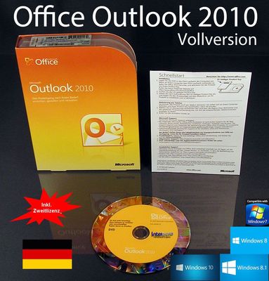 Microsoft Office Outlook 2010 Full Version Box + CD + Second Installation + Original Packaging