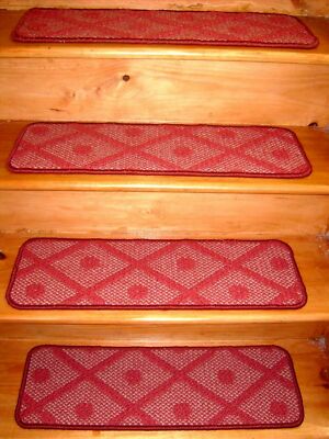 13 = Step  9'' x  27'' +  1 LANDING 27'' x 27''  Stair Treads  WOVEN WOOL Tufted.