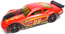2008 HOT WHEELS CIRCLE TRACKER 08 RED 2 7/8" DIECAST RACE CAR W/ YELLOW  BLACK