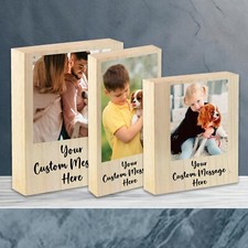 Personalised Printed Photo Block on Wood Custom Wooden Gift for Him, Her
