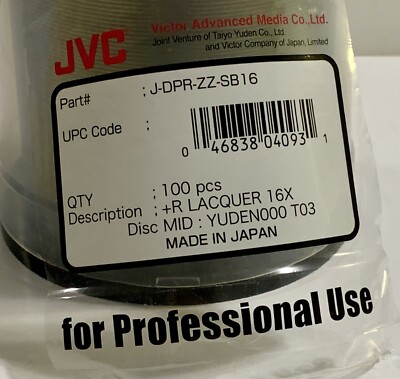 90 JVC Professional CD+R Lacquer 16X MID Yuden000 T03 Japan J-DPR-ZZ-SB16