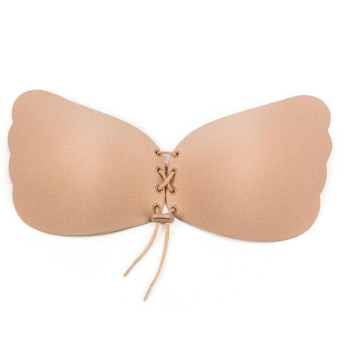 Silikon-BH selbstklebend Stick On Push Up Gel trägerlos rückenlos nackt schwarz UK - Bild 7 von 13