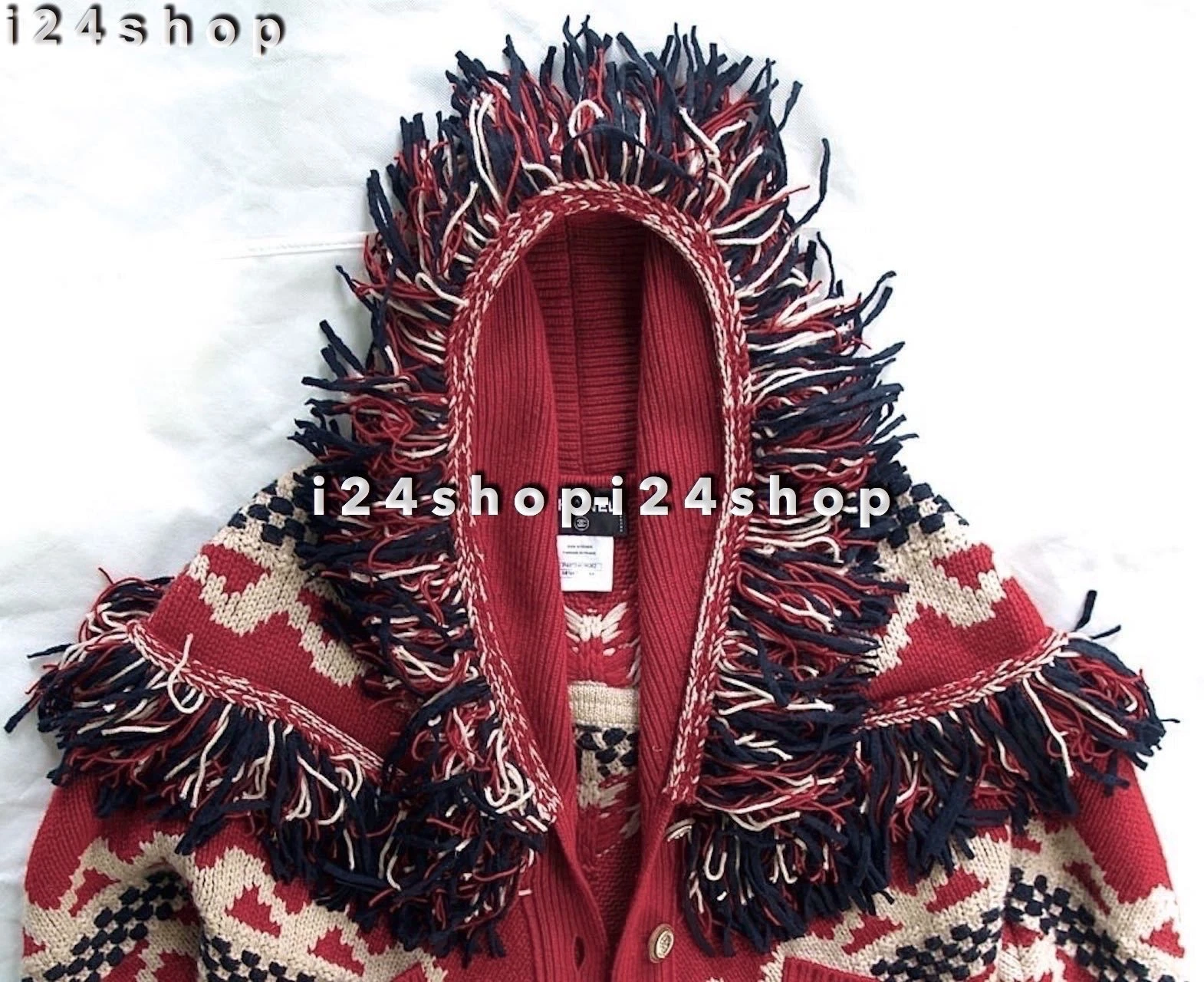 CHANEL 14A NUOVO PARIS DALLAS GIACCA MANTELLO CON FRANGE CAPPOTTO CARDIGAN FR44 46