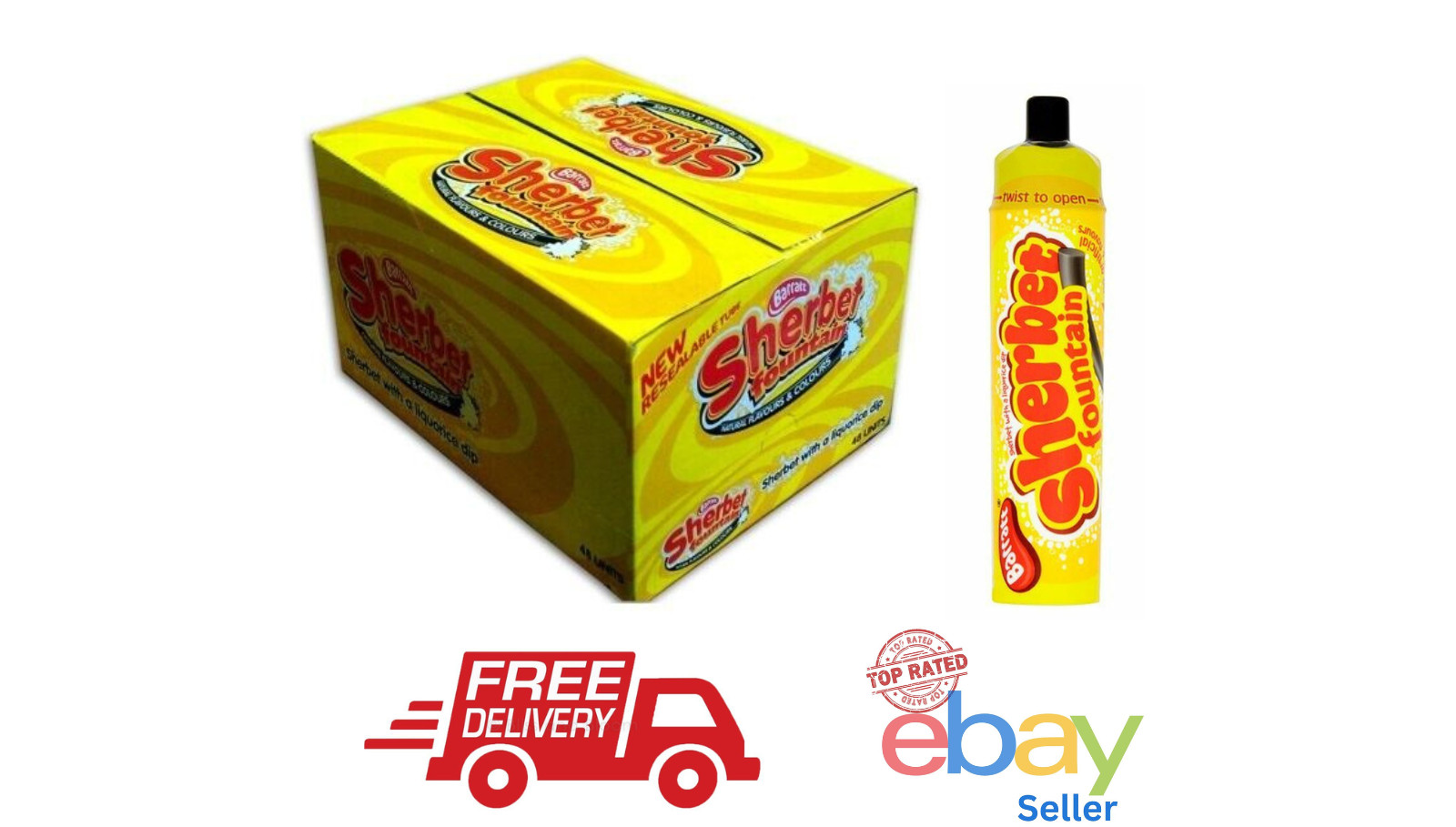 SHERBET FOUNTAIN Liquorice Dip BARRATT Sweets Retro Party full box 48x25g