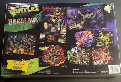 TEENAGE MUTANT NINJA TURTLES 8 Wood Puzzles Storage Box Tray Kids