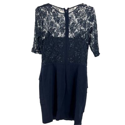 Rickie Freeman Teri Jon 12 lace dress sequin beaded navy semi-formal  wedding | eBay