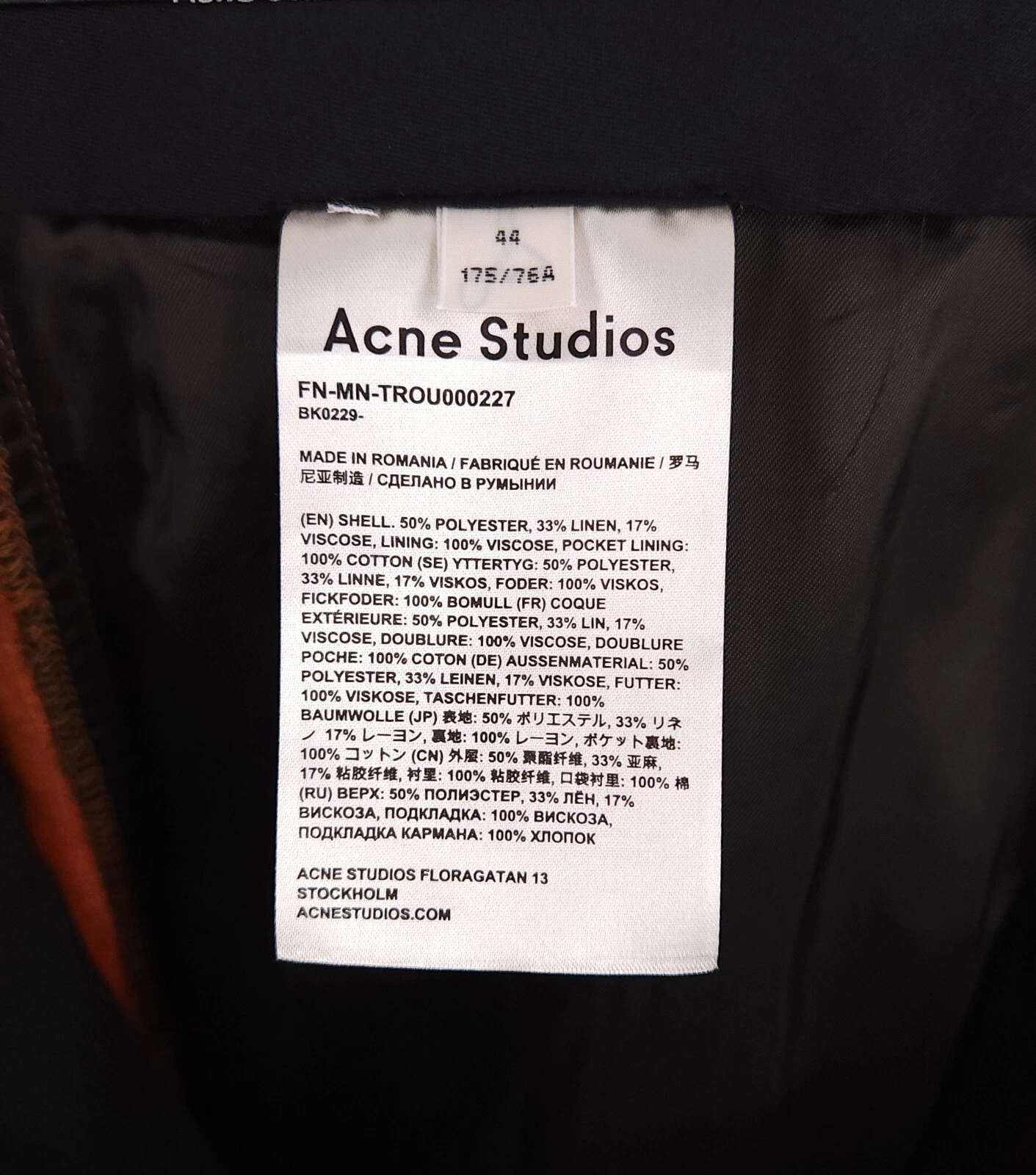 Pantaloni Acne Studios gamba dritta misto lino taglia 44 US S marroni nuovi