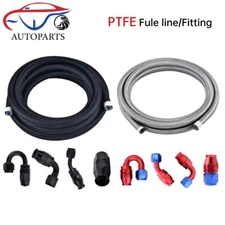 4AN 6AN 8AN 10AN 12AN PTFE Braided Fuel Hose Oil Gas Air & End Fittings Adapter 