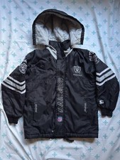 NFL Oakland Raiders Youth removable Hood Jacket Starter Pro Line Sz Medium Black