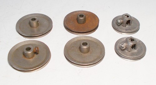 6 x Meccano Typ Riemenscheiben mit Boss - Nickel (25 mm & 33 mm Durchmesser)