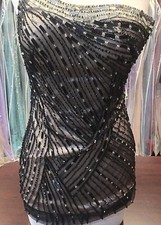 DAVE  JOHNNY SZ 0 BLACK PROM FORMAL PAGEANT GOWN DRESS