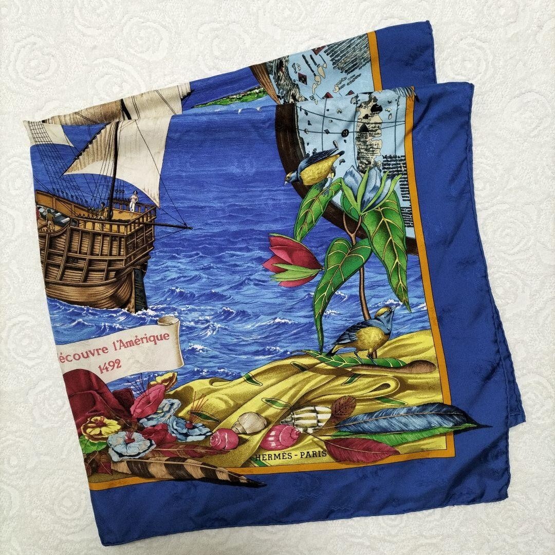 HERMES Kare90 Silk Scarf Christopher Columbus | eBay