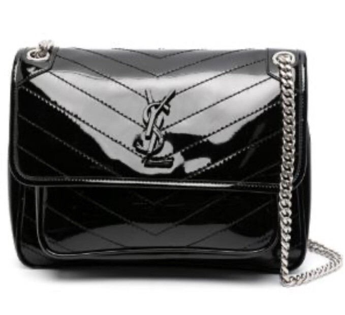 BORSA A TRACOLLA YSL SAINT LAURENT NIKI MEDIA VERNICE NERA PREZZO AL PUBBLICO £ 2430 #B1