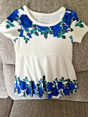 Weiß Blau Blumen Baby Mädchen Kleid 12-18 Monate Neu