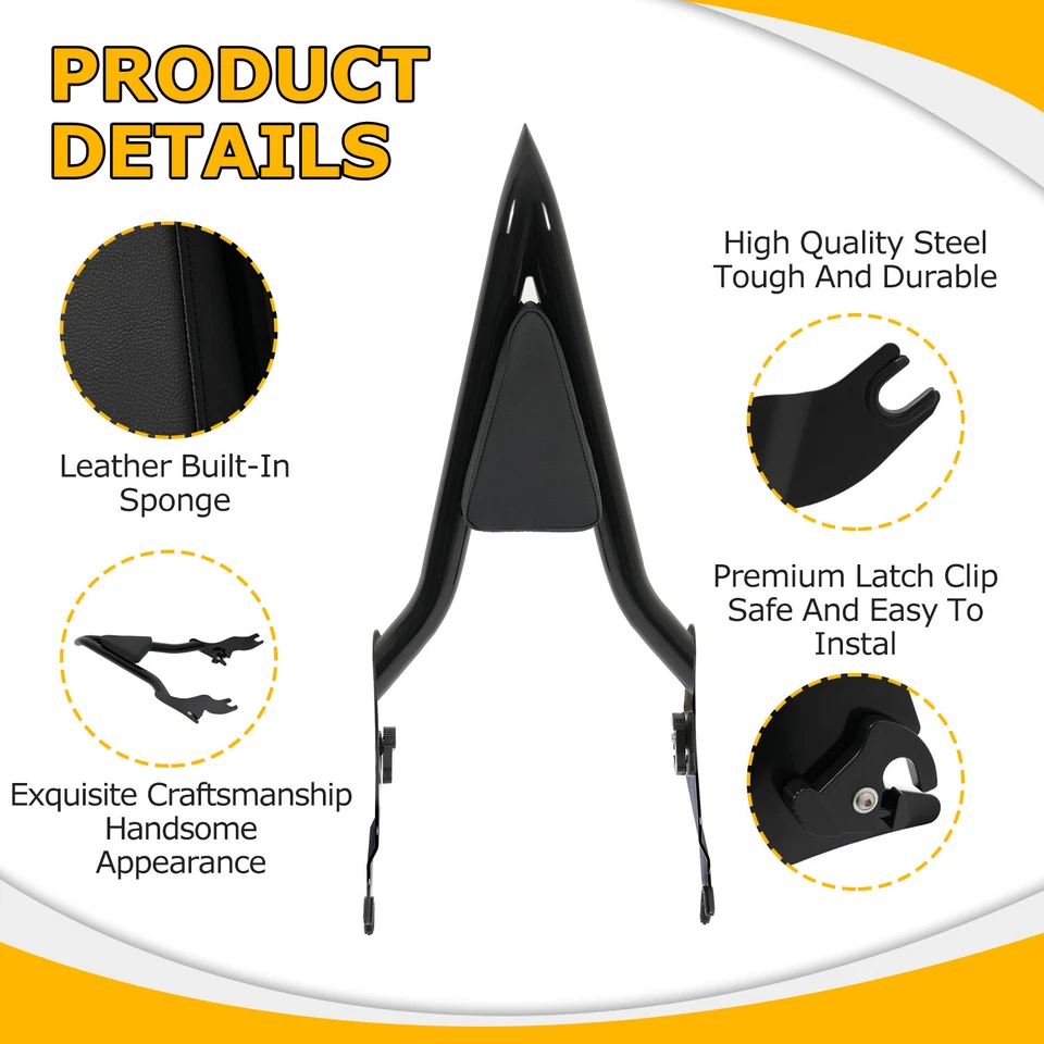 28" Backrest Sissy Bar For Harley Road Glide Street Touring Road King 2009-2025 Foto 4 de 4