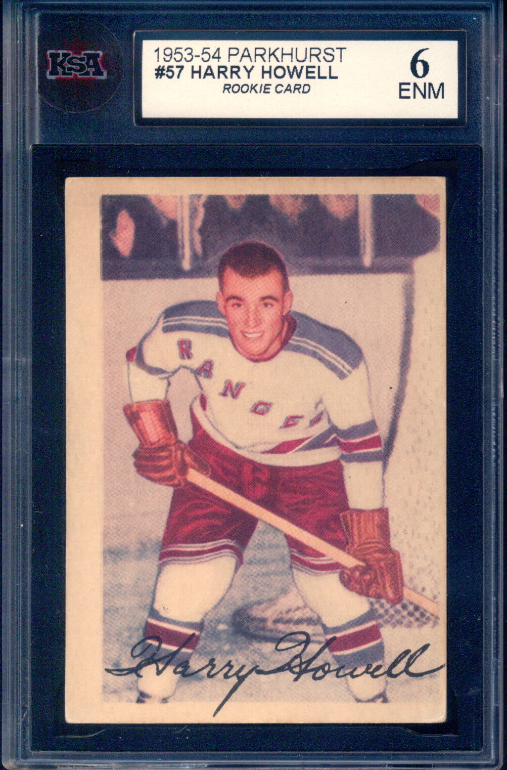 1953-54 PARKHURST NHL Hockey #57 Harry Howell HOF Rookie KSA 6 EX-NM Rangers RC