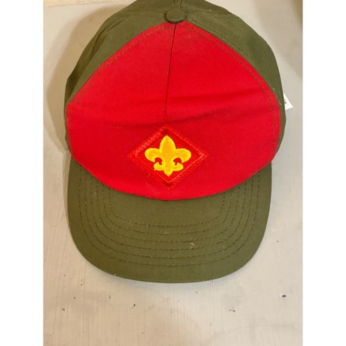 Vintage Boy Scout Twill Fabiric Cap M/L Adjustable Fit Snapback Red Olive
