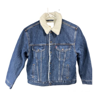 Levi's Women's Sherpa-Lined Denim Trucker Jacket - Blue Jean Coat (Size Large)