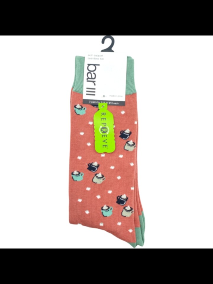 BAR III Mens Pink Novelty Print Novelty Crew Socks 712 eBay