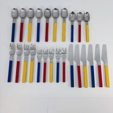 Studio Nova Post Modern Flatware - 25 Pieces (MIKASA Chromatics) Primary Colors