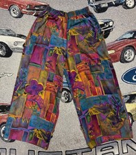 Vintage 90s Options Melrose Nylon Pants Womens Large Flowers Festival Boho