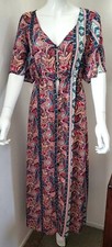 Windsor Women's short Sleeve  Floral Maxi Dress Front button SZ M  USA Made 