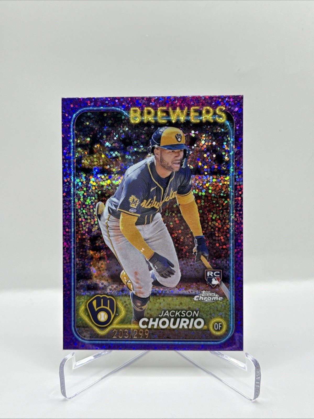 2024 Topps Chrome Jackson Chourio Purple Speckle Refractor /299 Rookie RC #161