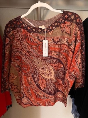 Chicos Paisley Detail Coco Pullover size 2