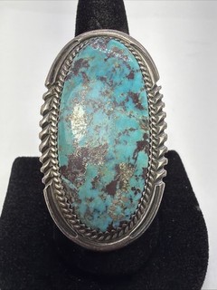 Signed Begay 925 Sterling Silver & Turquoise Native American Ring Sz 10.5 20.1g