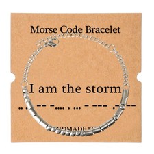 Adjustable Silver Morse Code Bracelet for Women Men Inspirational Jewelry Gift