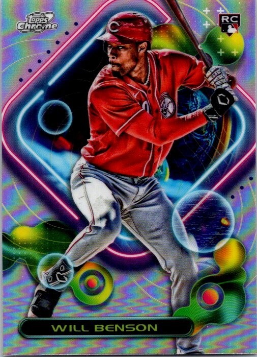 2023 Topps Chrome Cosmic Refractor Will Benson Parallel Rookie Card #200 REDS