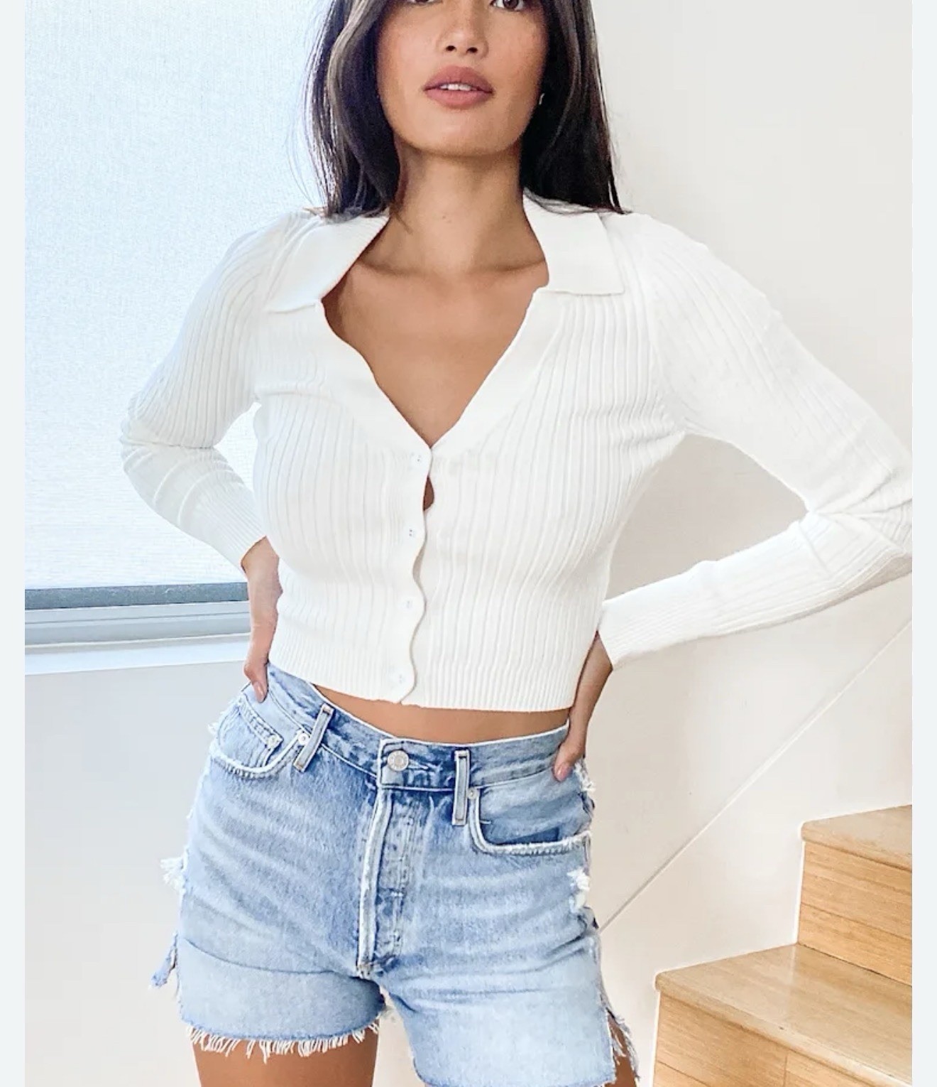 Lulus White Ribbed Button-Up Collared Cardigan Sw… - image 1