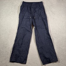 Quince 100% European Linen Wide Leg Pants Women Small Navy Blue Beach