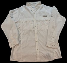 Columbia PFG Blood N Guts Omni-Shield Fishing Men s L White Long Sleeve Vented