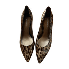 Via Spiga Leopard Print Pointed-Toe Patent Leather Pumps Brown Shoes sz 7M