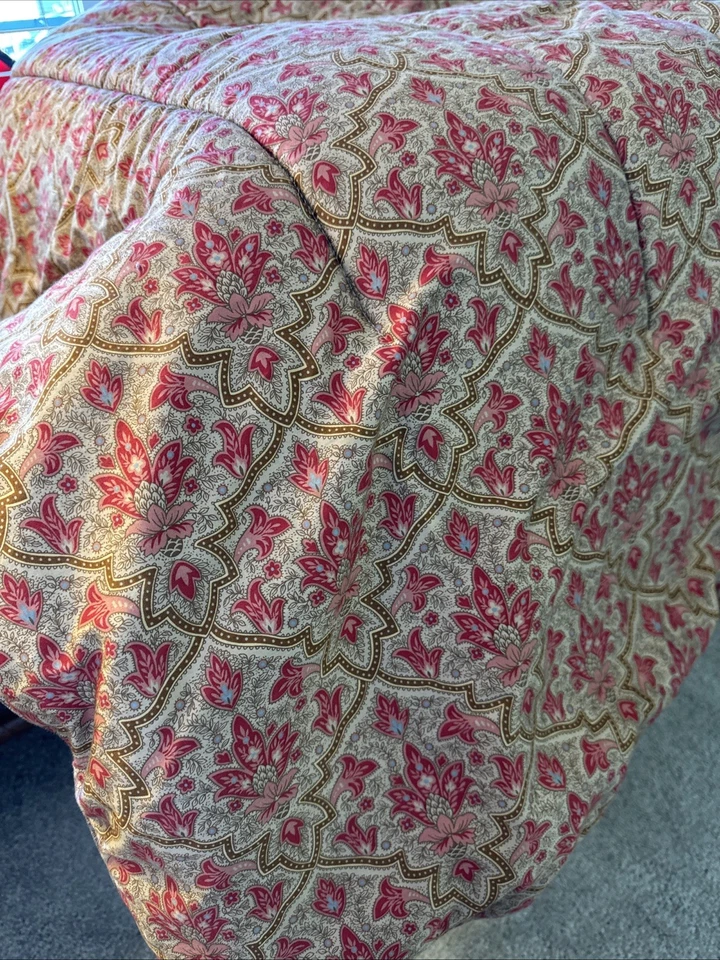 De Colección Ralph Lauren Langham Edredón REINA Paisley Satén Rojo Tostado Lujo Italia EE. UU. Foto 4 de 4