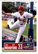 2018 Springfield Cardinals Grandstand #34 Jake Woodford Tampa Florida FL Card