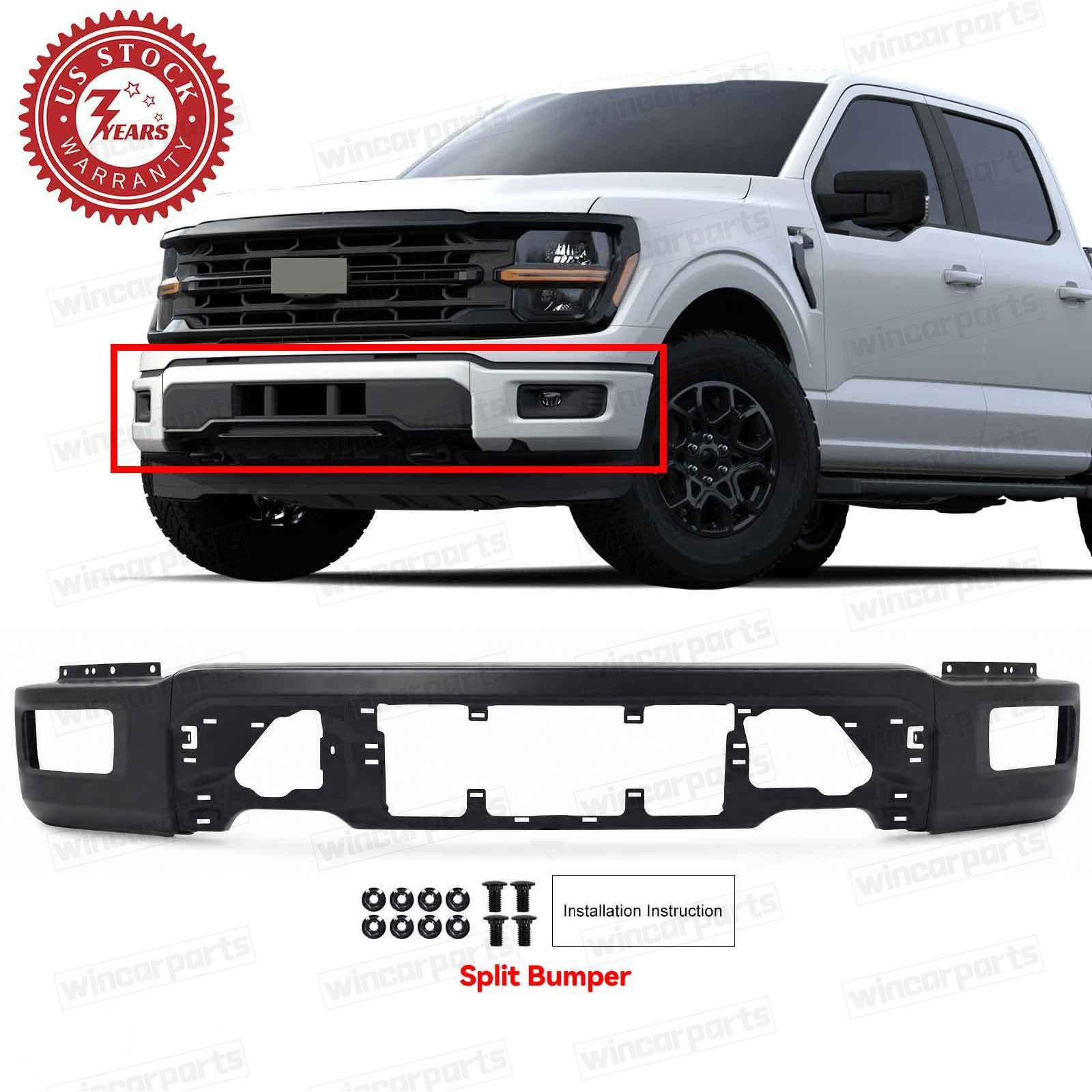 For 2024-2025 Ford F150 F-150 Front Bumper Face Bar W/O Sensor Holes Steel Black