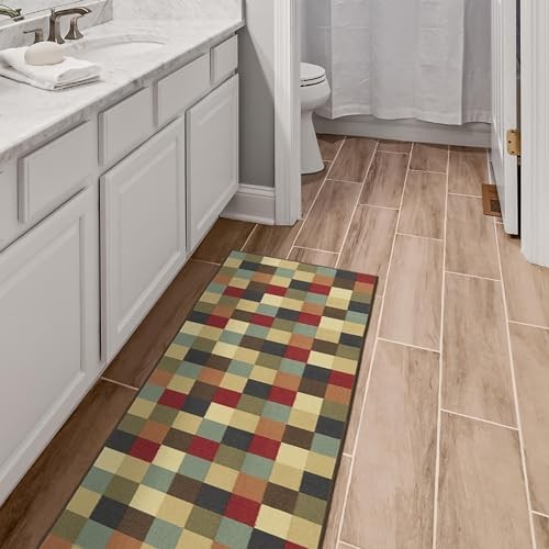 Ottomanson otto Home Collection Hallway Runner Rug 20"X59" Multicolor Checkered - Picture 12 of 13