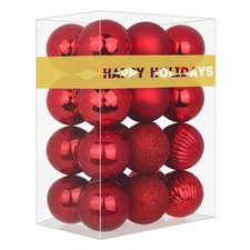 Rose Red 2.5" Christmas Balls Christmas Tree Decoration Ornaments Shatterproo...