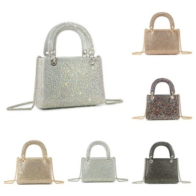 Designer-Clutch Handtasche Damen Diamant Top-Griff Kette Abend Party Hochzeit