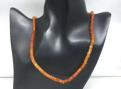 "Collar de cornalina AAA + 20"" cuentas de piedras preciosas redondas facetad... - Imagen 1 de 4