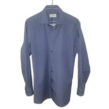 Eton Sweden Men's Cambridge Geo Slim Blue Dress Shirt 15.5 M office, corpcore
