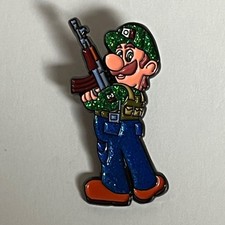 Luigi Rifle Gun Glitter Hat Pins Fitted Hats Gaming Gamer Bag Hatpin