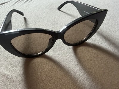 Le Specs Sonnenbrille ''Feline Fine'' Cat-Eye Schwarz Grau Damen Vintage Style Neu