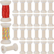 30Pcs Burlywood Empty Thread Spools, 1.57 Inch Wooden Bobbins for DIY Projects