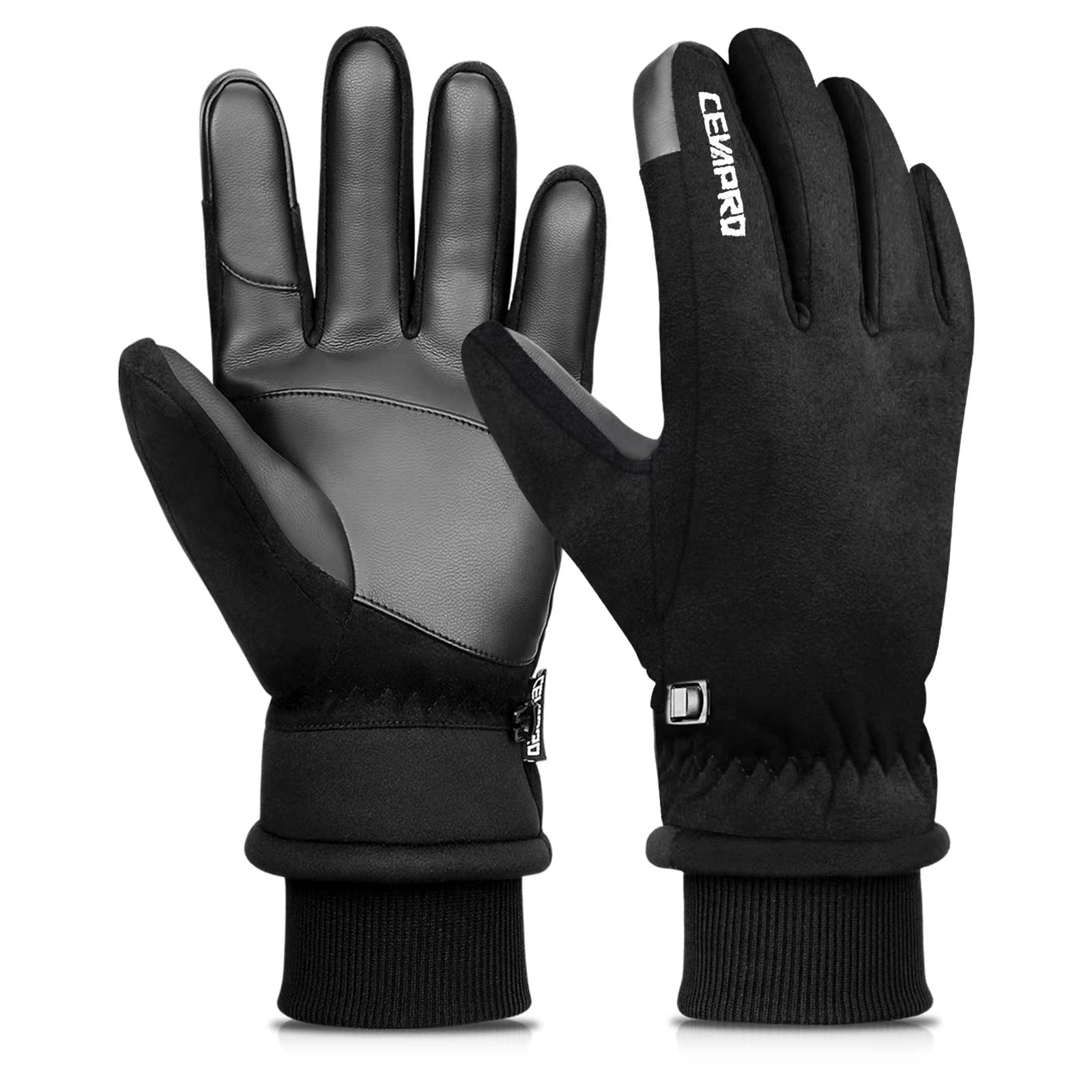 Winter Gloves -30℉ Waterproof Thermal Gloves Men Women, Deerskin Suede 3M Ins...-image